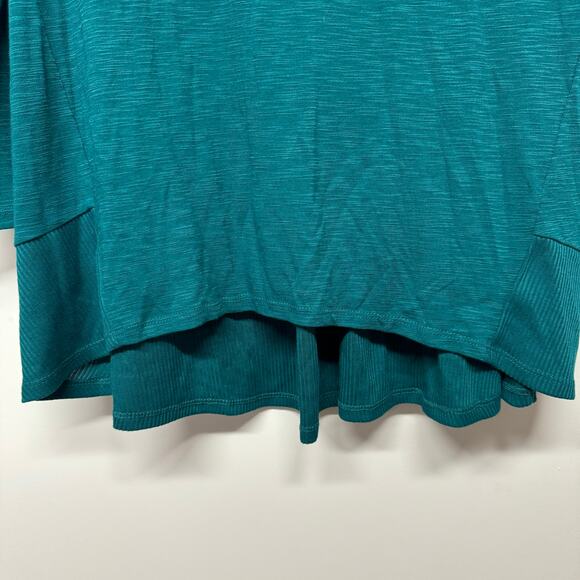 Chicos Womens Teal Green Long Sleeve Top T-Shirt High Low Size 1P Medium Petite - Picture 3 of 11